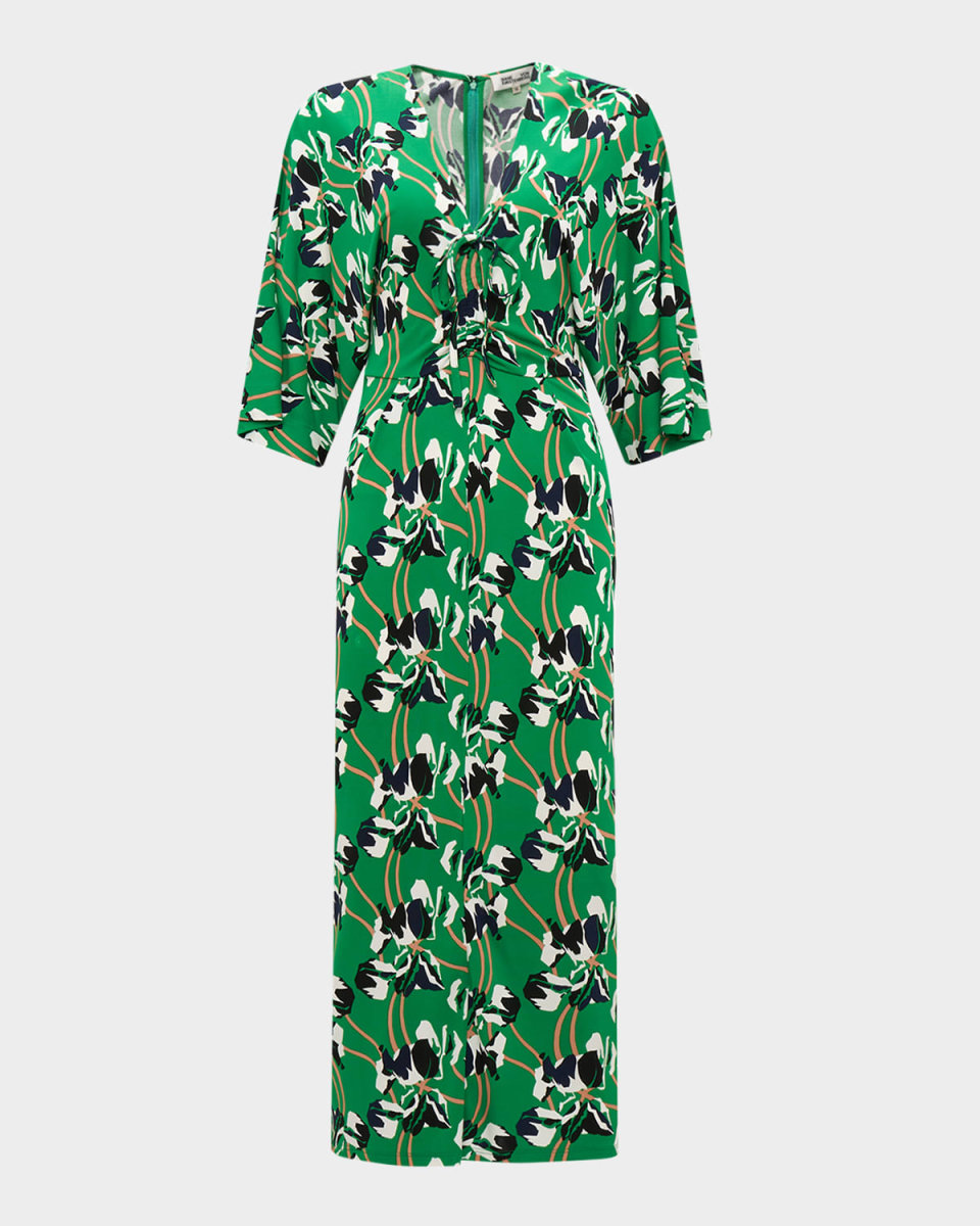 Valerie Bodycon Floral-Print Jersey Midi Dress